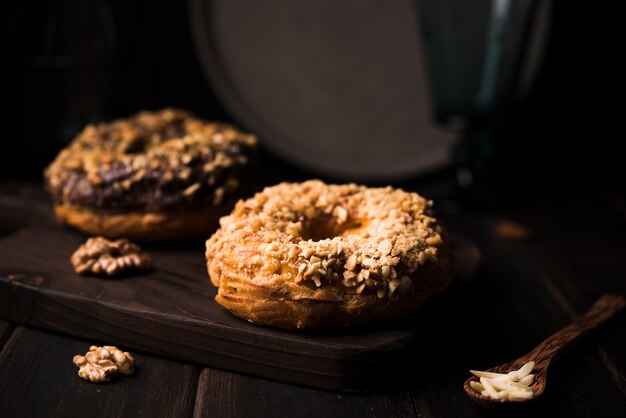 Close-up cookies on wooden board