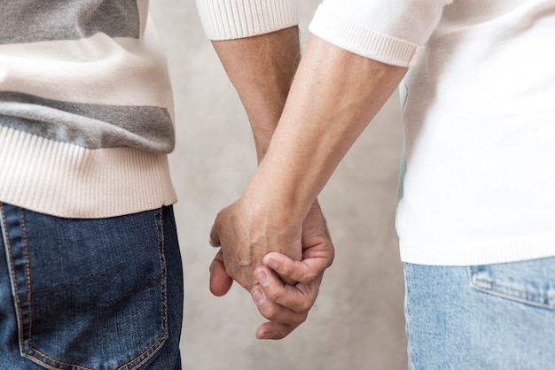 Free photo close-up couple holding hands