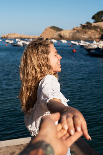 Close up couple holding hands