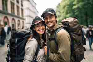 Free photo close up on couple traveling