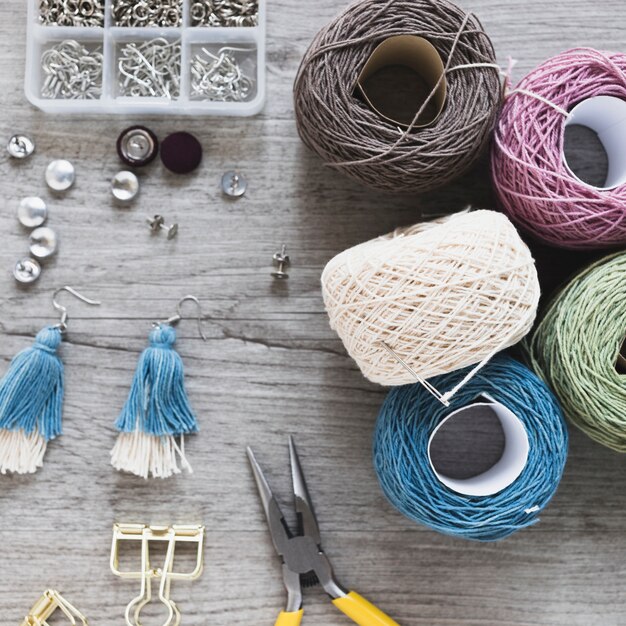 Close-up craft tools on table