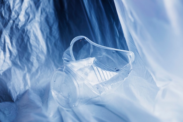 Close up of crushed plastic cup