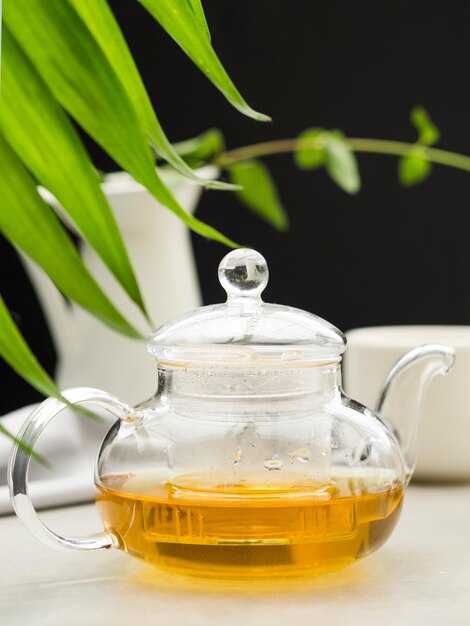 Close-up crystal teapot