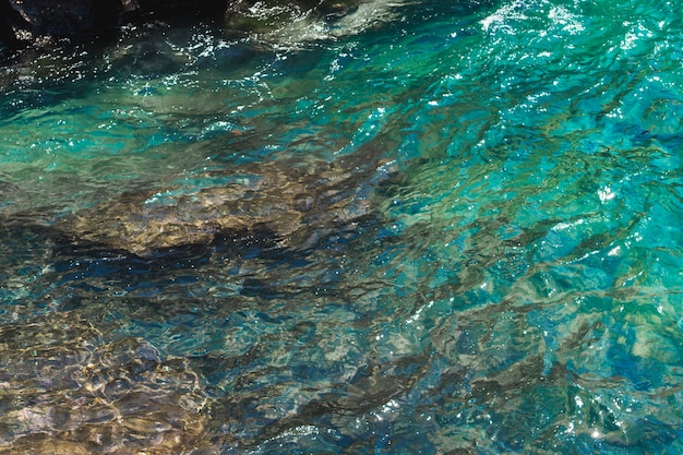 Close up-crystalline water at the beach