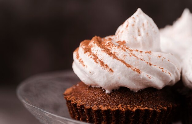 Close-up of cupcake with icing