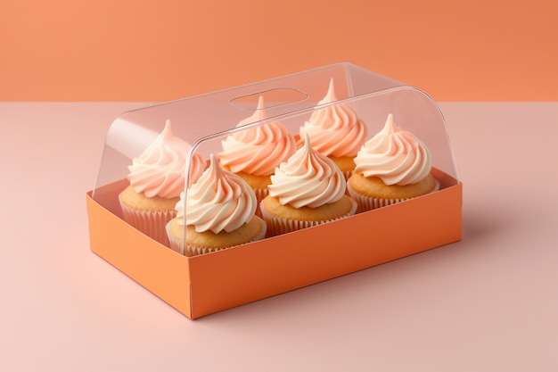 Close up on cupcakes in packaging