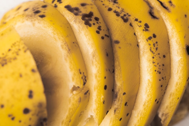 Close-up of cut slices of banana 