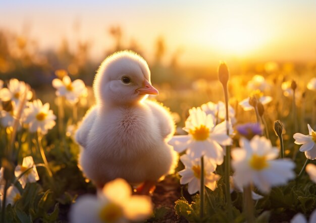 Close up on cute baby chicken