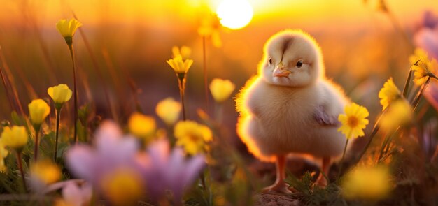 Close up on cute baby chicken