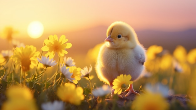 Free photo close up on cute baby chicken