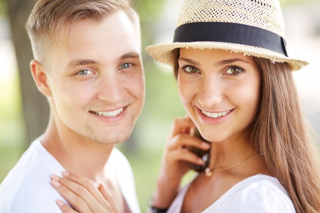 Close-up of cute couple having fun together