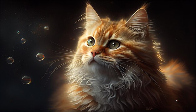 A close up of a cute fluffy kitten staring generative AI