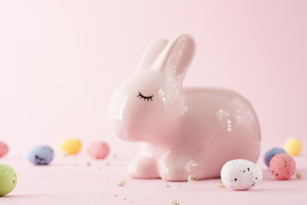 Close-up cute traditional easter rabbit