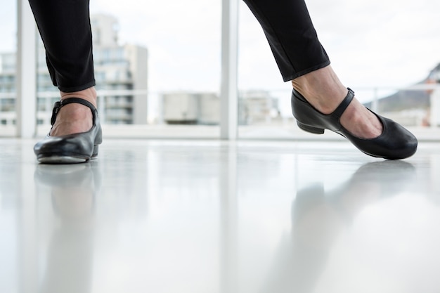 Close-up of dancer wearing tap shoes