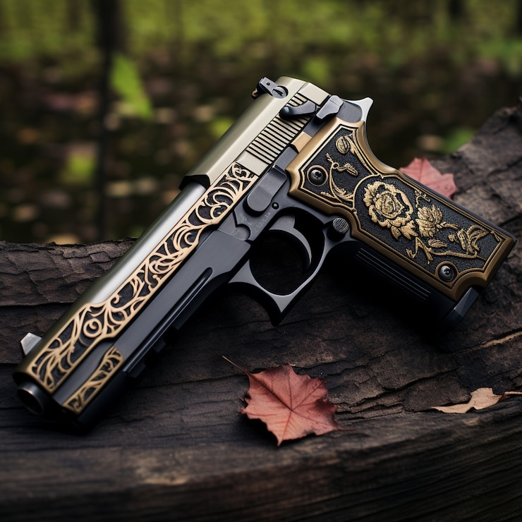 無料Photo 自然の中で装飾された銃をクローズ アップ