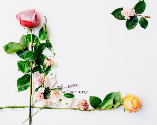 Close-up of decorative frame made with beautiful roses