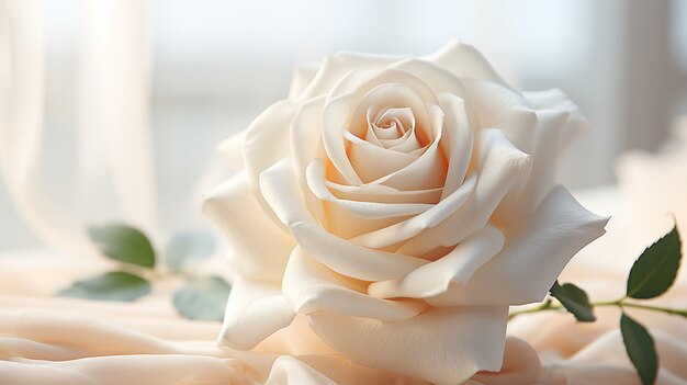 Close up on delicate white rose