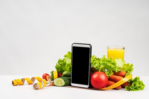 Close-up of delicious assortment of vegetables and fruit