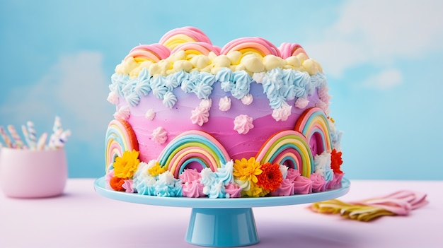 Foto gratuita primo piano sulla deliziosa torta di compleanno