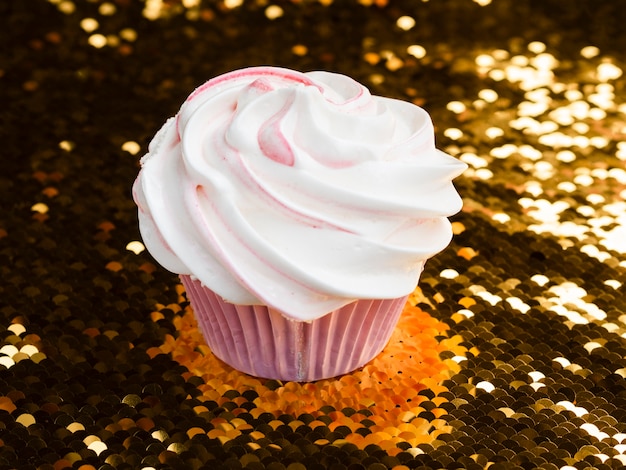 Free photo close-up delicious birthday muffin