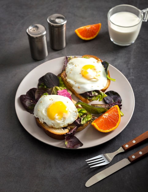 Close-up delicious breakfast ready to be served