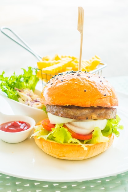 Close-up of delicious burger with onion