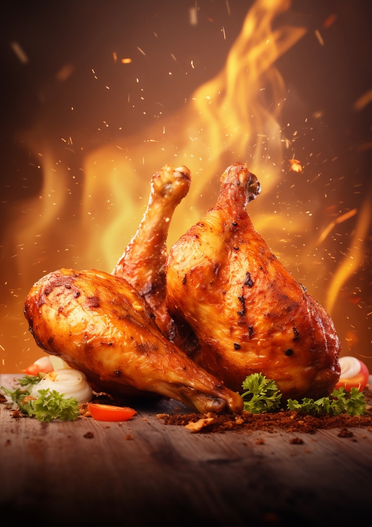 Free Photo close up on delicious chicken meal