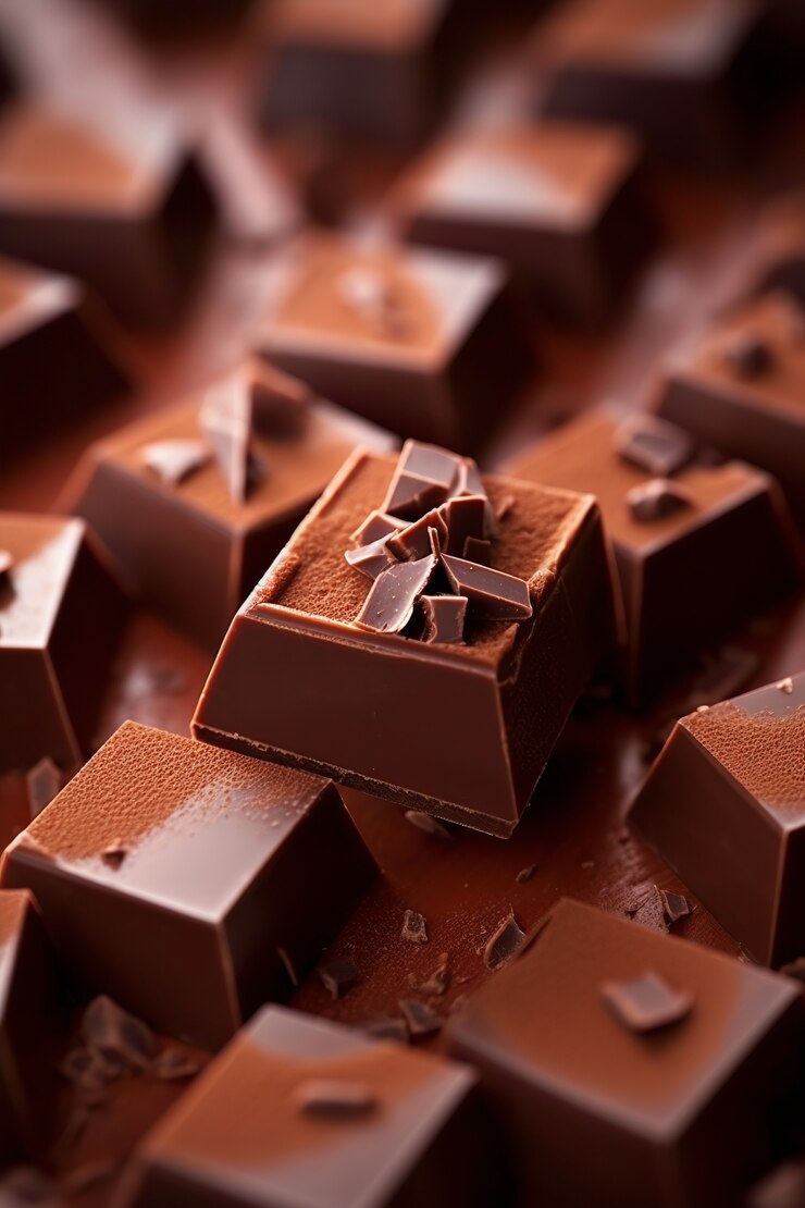 Free Photo close up on delicious chocolate bar pieces