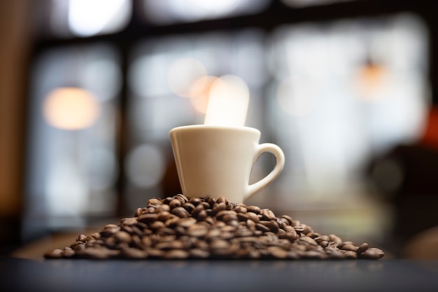 Close up on delicious cup of coffee