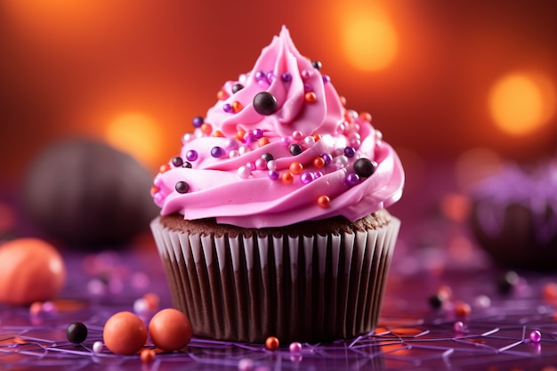 Free photo close up on delicious cupcake