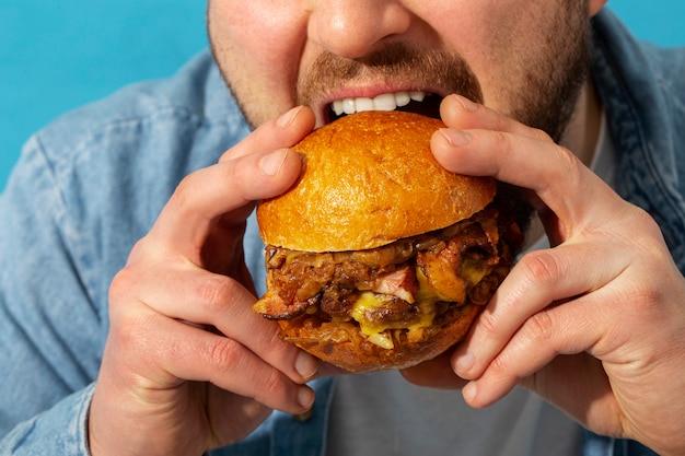 Close up on delicious fast food meal