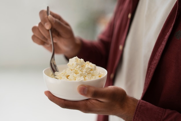 Close up on delicious fresh cheese