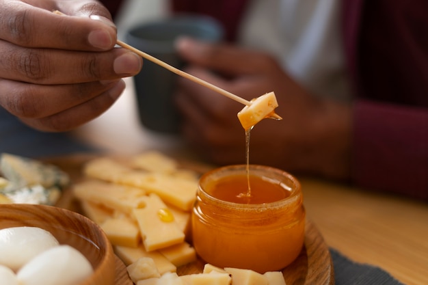 Close up on delicious fresh cheese