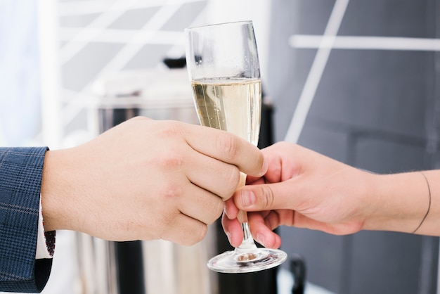 Close-up of delicious glass of champagne