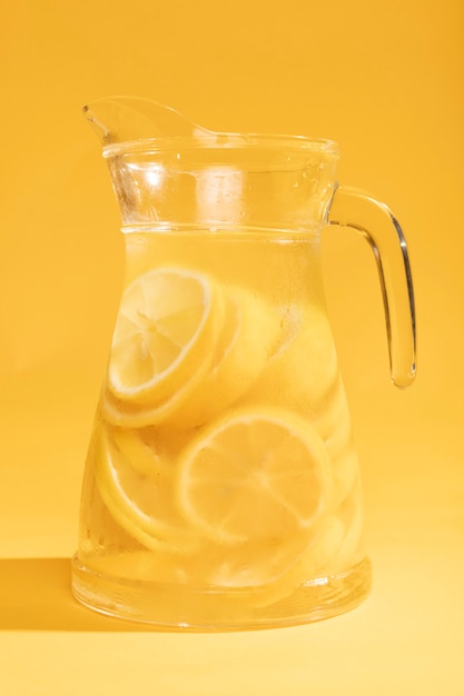 Close-up delicious jar of lemonade