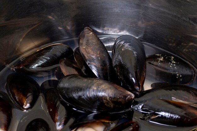 Close-up delicious mussel shells