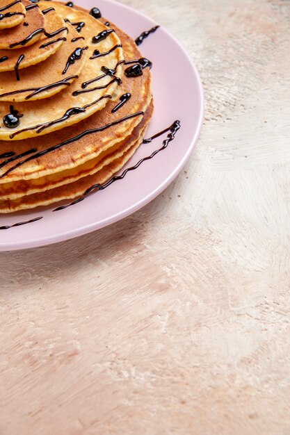 Close up on delicious pancakes pile