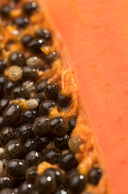 Close-up delicious papaya seeds