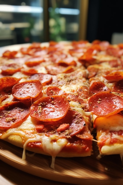 Free photo close up on delicious pizza