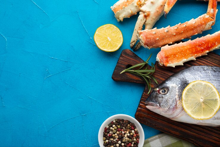 Free Photo close-up delicious seafood on table