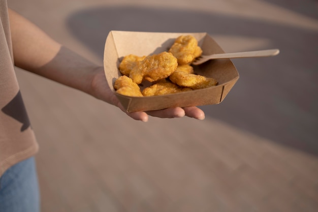 맛있는 길거리 음식의 클로즈업