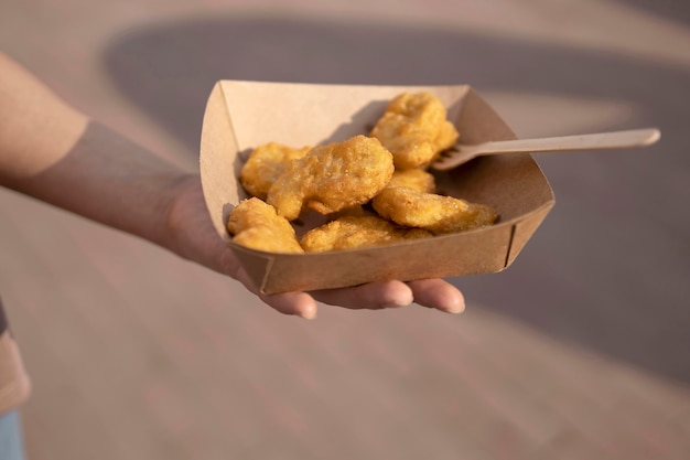 Close-up of delicious street food