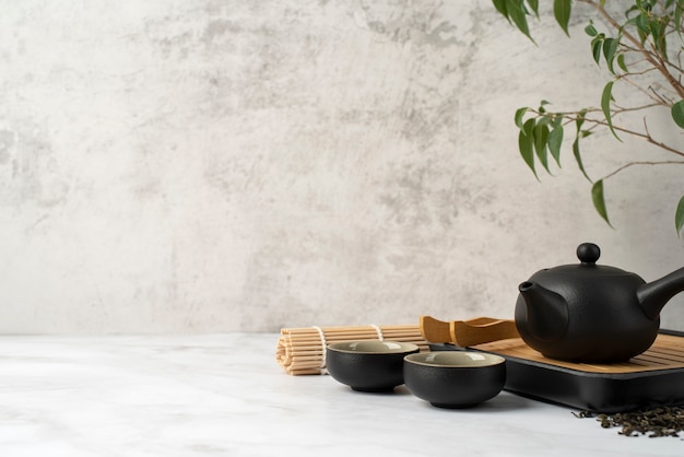 Close up on delicious tea in small bowls