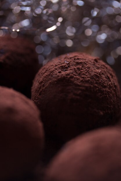 Close-up of delicious truffles