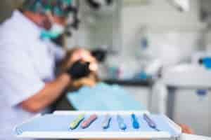 Free photo close-up of a dental tools in clinic