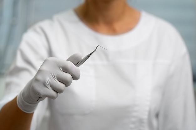 Close up on dentist instruments