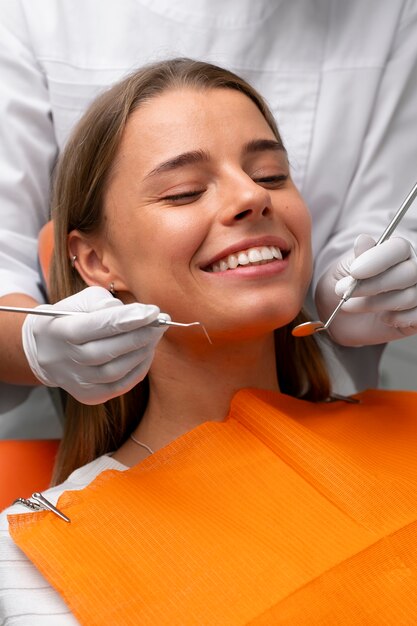 Close up on dentist instruments