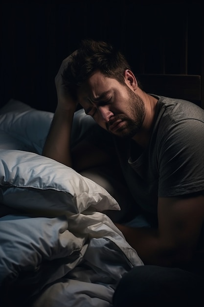 Free photo close up on  depressed man