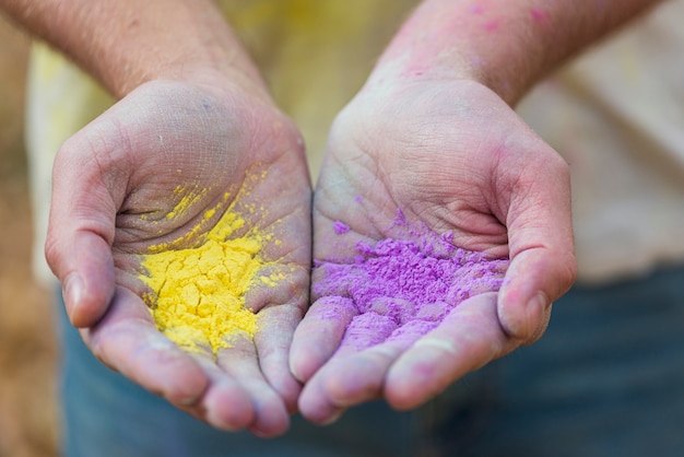 Free photo close-up of different colors for holi festival