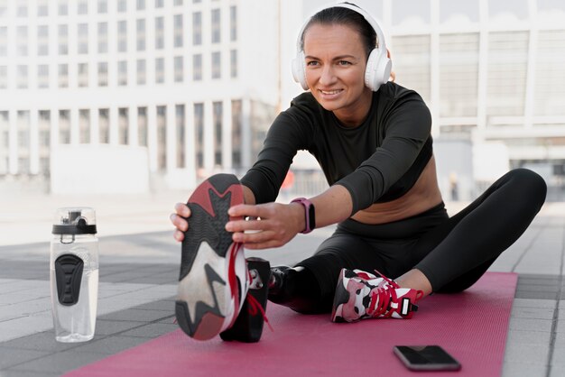 Close up on diversity sport woman training
